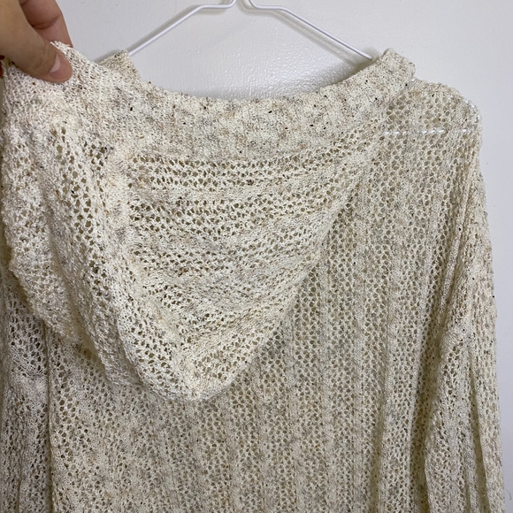 Cleo + Golf Women's V-neck Pull-over Hooded Sweater Open Knit Design - Picture 9 of 10